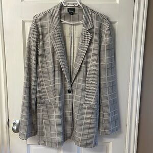 Simply Emma Women's houndstooth plaid stretch one button blazer women’s size 2X